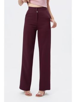 Off Duty India - Everyday Straight leg High Waist Pant - Wine