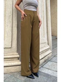 Off Duty India - Pleated Detail High Waist Pant - Oak Wood