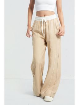 Off Duty India - Drawstring Wide Leg Pant - Beige