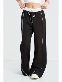 Off Duty India - Drawstring Wide Leg Pant - Black