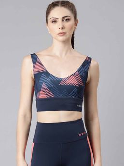 Xtep - Training Series Seamless Slim Fit Sports Bra for Women, Shade King Kong Blue