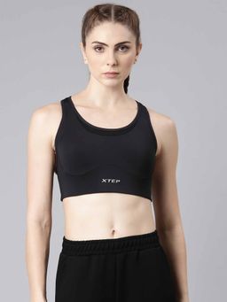 Xtep - Training Series Seamless Slim Fit Sports Bra for Women, Black