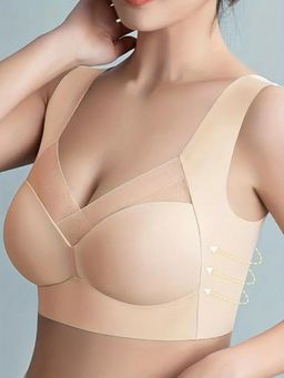 BRACHY - Women Beige Full Coverage Seamless Pushup Every Day Bralette Sporta Workout Bra