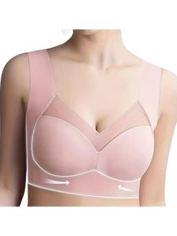 BRACHY - Women Pink Full Coverage Seamless Pushup Every Day Bralette Sporta Workout Bra