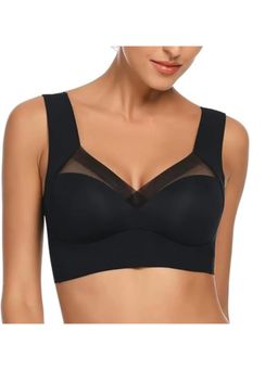 BRACHY - Black Full Coverage Bras for Women Comfy No Underwire Plus Size Bra High Impact