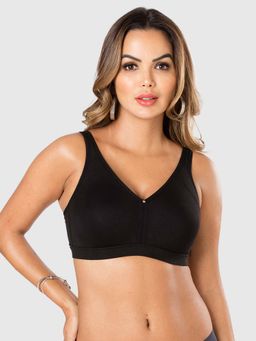Sonari - Elizabeth Cotton Bra for Women Non-Padded, Wire Free Comfort Fit Black