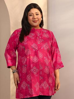 Extra love by Libas - Pink Silk Blend Three Fourth Sleeves Kurti