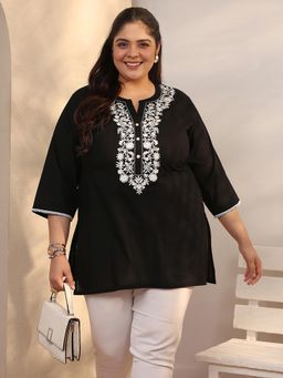 Extra love by Libas - Plus Size Women Cotton Blend Three Fourth Sleeves Kurti