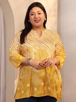 Extra love by Libas - Yellow Cotton Blend Three Fourth Sleeves Kurti