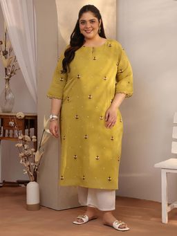 Extra love by Libas - Plus Size Women Chanderi Three Fourth Sleeves Kurta