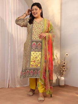 Extra love by Libas - Plus Size Women Silk Blend Kurta With Pant & Dupatta