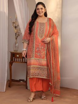 Extra love by Libas - Silk Blend Kurta With Palazzo & Dupatta