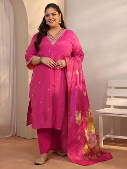Extra love by Libas - Silk Blend Kurta With Pant & Dupatta