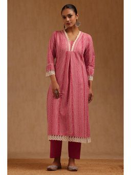 Soch - Pink Cotton Three Fourth Sleeves Kurta With Pant