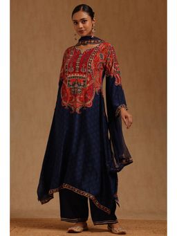 Soch - Navy Blue Crepe Full Sleeves Kurta With Palazzo & Dupatta
