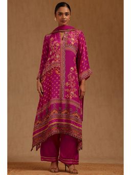 Soch - Pink Crepe Full Sleeves Kurta With Palazzo & Dupatta
