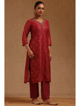 Soch - Chanderi Three Fourth Sleeves Kurta With Pant
