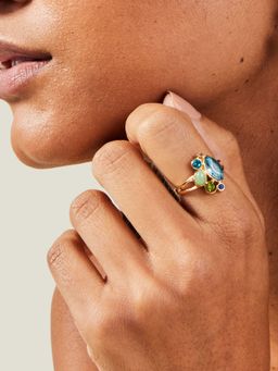 Accessorize London - Women Gem Blue Cluster Ring Blue