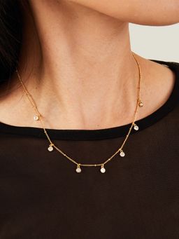 Accessorize London - Women Z Real Gold-Plated Cubic Zirconia Station Necklace