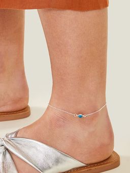 Accessorize London - Women Silver Marbled Stone Anklet