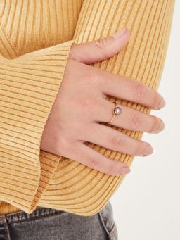 Accessorize London - Real Gold-Plated Pearl Ring Grey
