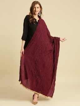 Dupatta Bazaar - Womens Wine Crushed Silk Dupatta