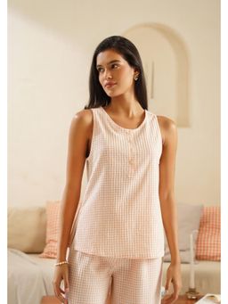 Muvazo - Gingham Bliss Peach Tank