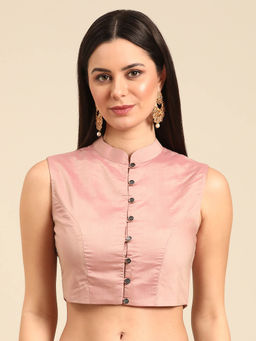 Ethnovog - Pink Art Silk Stitched Blouse