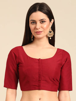 Ethnovog - Wine Muslin Stitched Blouse