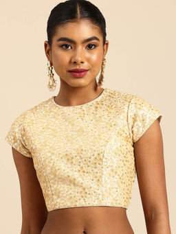 Ethnovog - Beige Embroidered Cotton Stitched Blouse