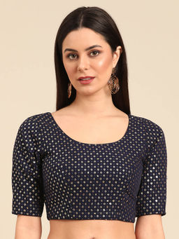 Ethnovog - Blue Embroidered Stitched Blouse