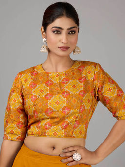 Ethnovog - Multi-Color Printed Viscose Close Neck Stitched Blouse