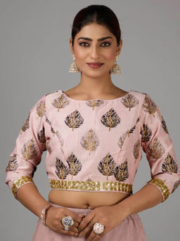 Ethnovog - Baby Pink Foil Printed Cotton Stitched Blouse