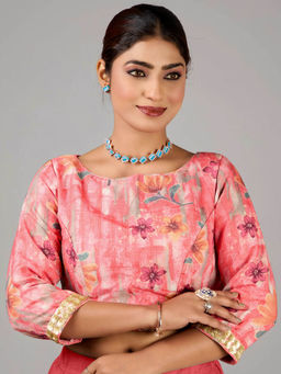 Ethnovog - Pink Rayon Printed Stitched Blouse