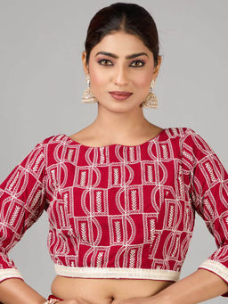 Ethnovog - Maroon Georgette Embroidered Stitched Blouse