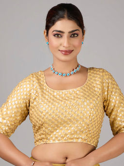 Ethnovog - Beige Sequins Embroidered Georgette Stitched Blouse