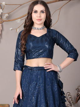 Ethnovog - Classic Teal Blue Art Silk Embroidered Stitched Blouse