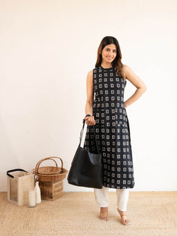 COTTONS DAILY - Everyday Black A-Line Cotton Kurta