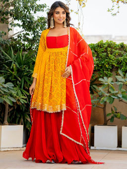 HOUSE OF JAMOTI - Alana Yellow Ethnic Top with Skirt (Set of 2)