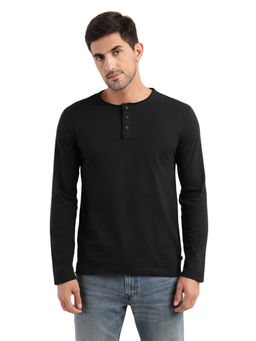 Levi's - Men Henley Neck Black T-Shirt (S)