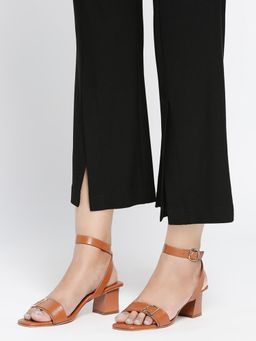 Twenty Dresses by Nykaa Fashion - Brown Square Toe Buckle Detail Block Heels