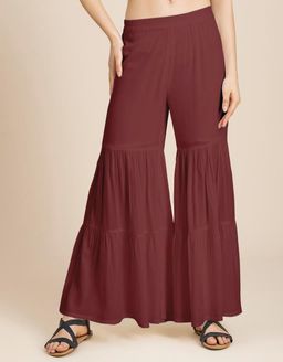 Moomaya - Tiered Palazzo Wide Leg Pant For Women