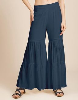 Moomaya - Tiered Palazzo Wide Leg Pant For Women