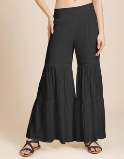 Moomaya - Tiered Palazzo Wide Leg Pant For Women
