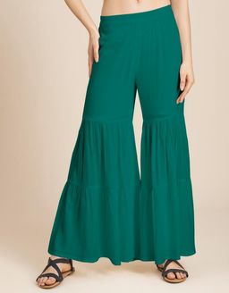 Moomaya - Tiered Palazzo Wide Leg Pant For Women