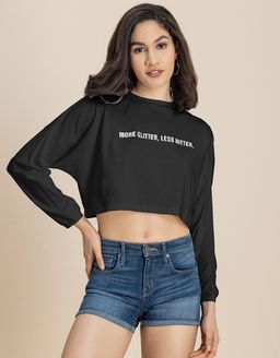 Moomaya - Full Sleeves Boxy Crop Top For Women