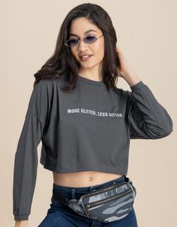 Moomaya - Full Sleeves Boxy Crop Top For Women
