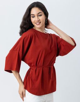 Moomaya - Solid Long Length Top Women Summer Tee