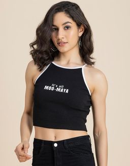 Moomaya - Casuals, Round Neck Crop Women Top