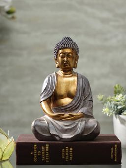 Pure Home + Living - Antique Gold Polyresin Meditating Buddha Sculpture